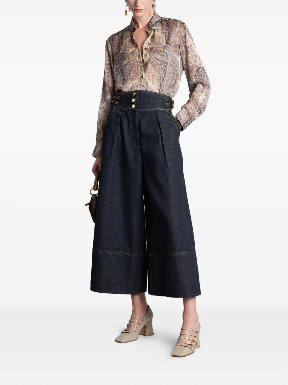 ZIMMERMANN  buckle-detail pleated denim culottes