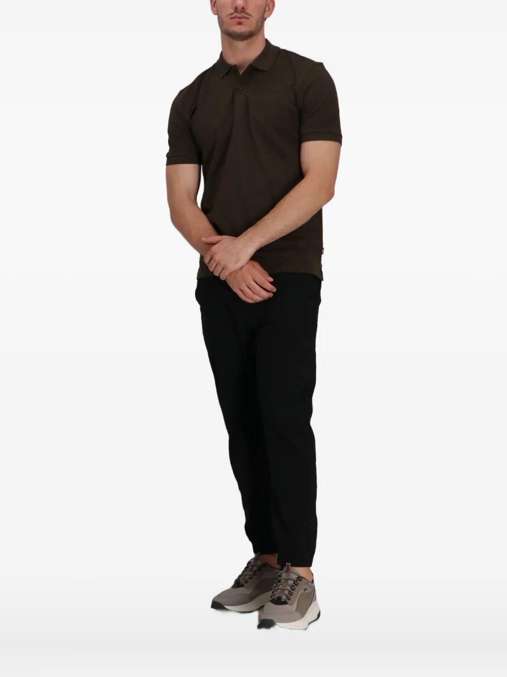 BOSS  logo-embroidered polo shirt