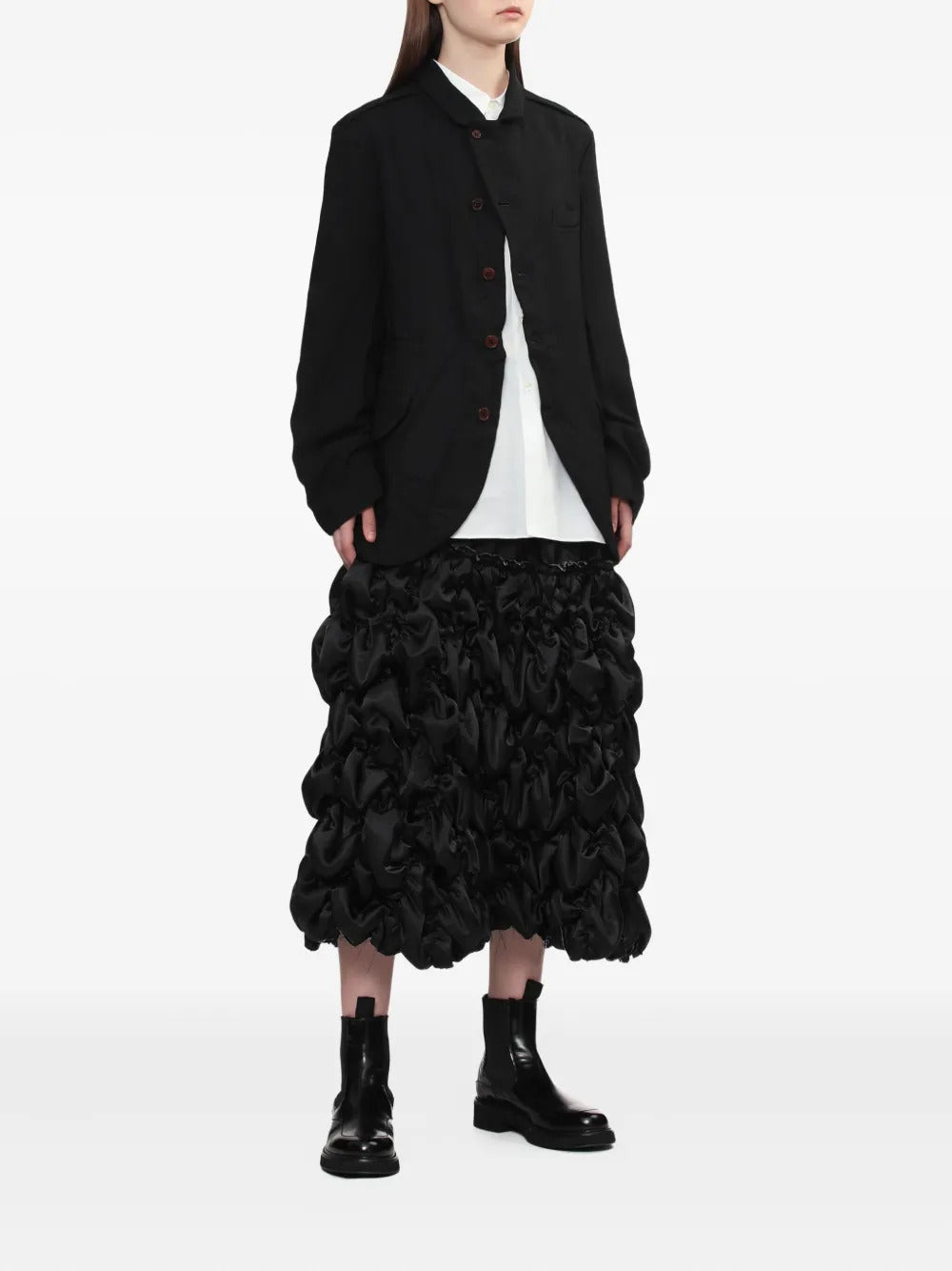Black Comme Des Garçons ruffled mid skirt