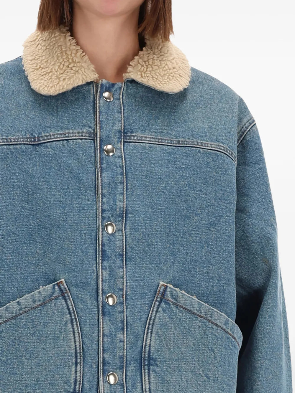 AMISH  textured-collar button jacket