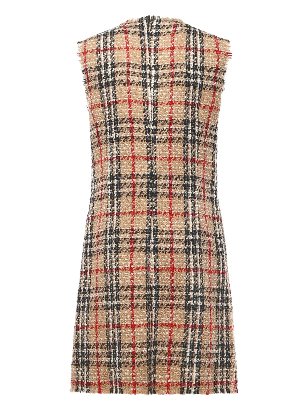 Burberry  checked-pattern frayed midi dress