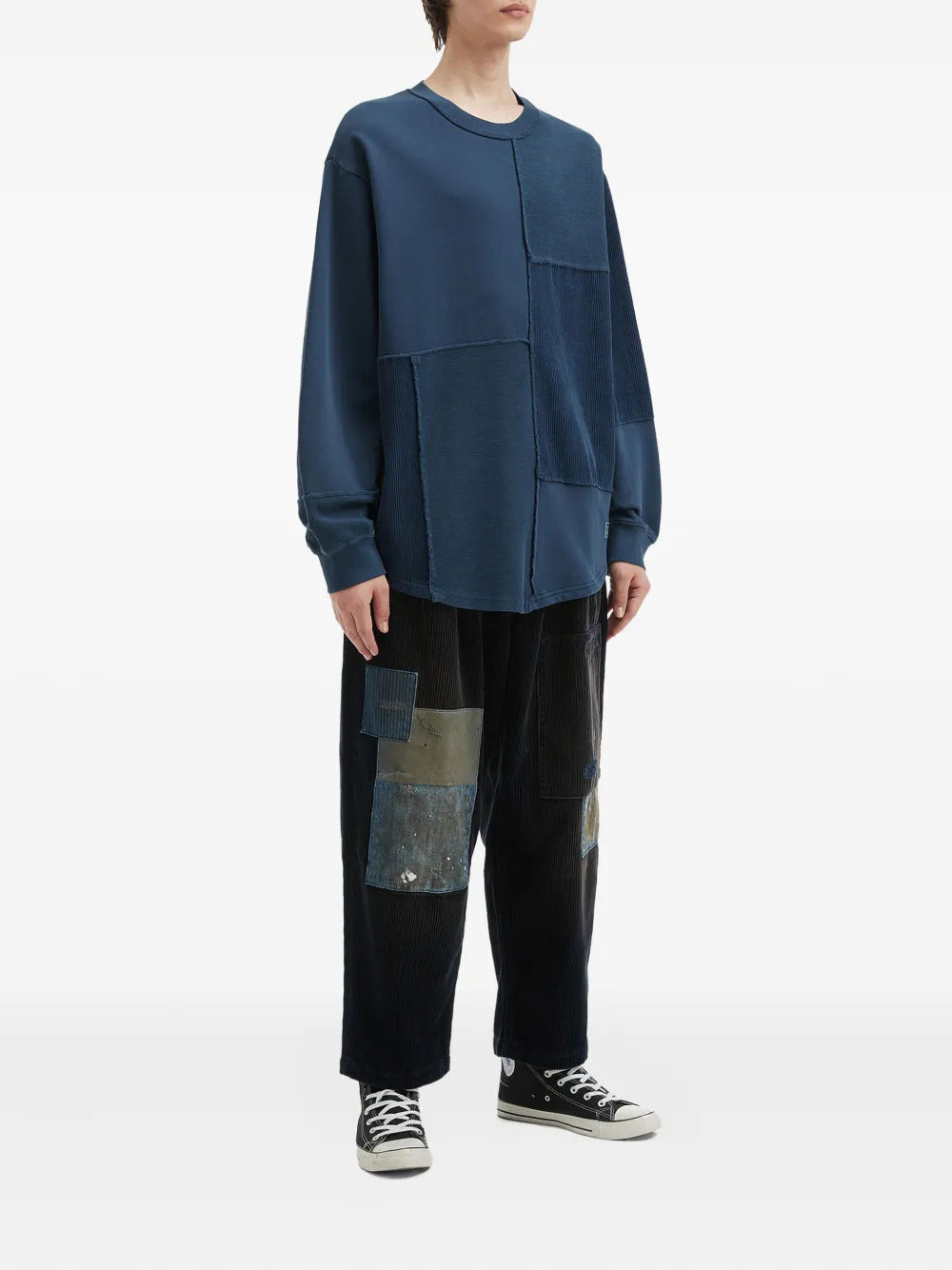 aftermaths  patchwork crew-neck sweatshirt