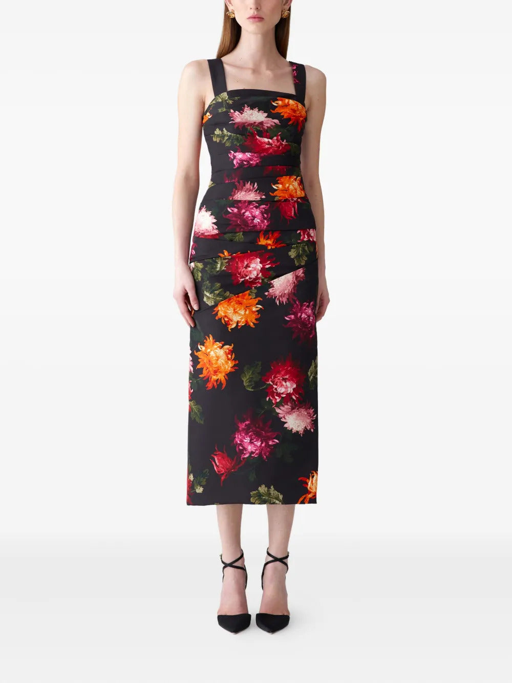 Carolina Herrera  chrysanthemum-print draped midi dress