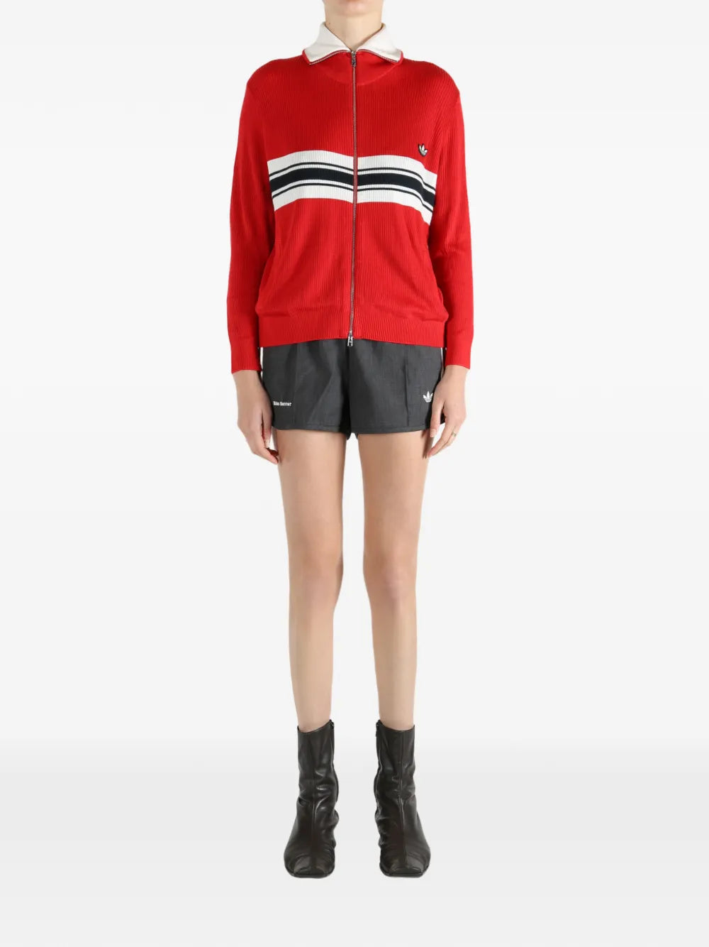 adidas  zip striped sweat