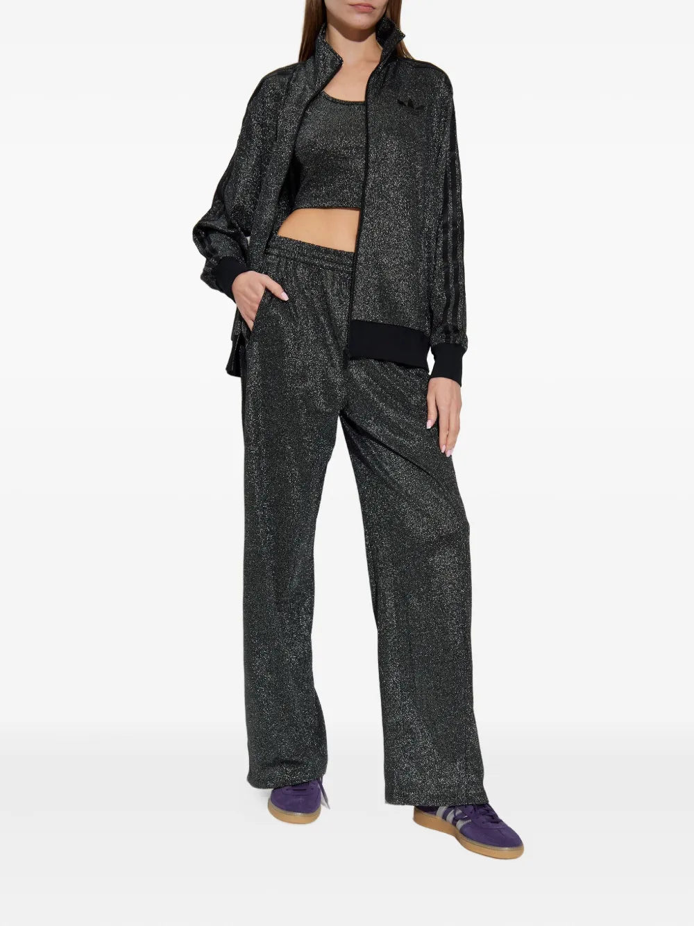 adidas  Firebird lurex zip-up sweatshirt