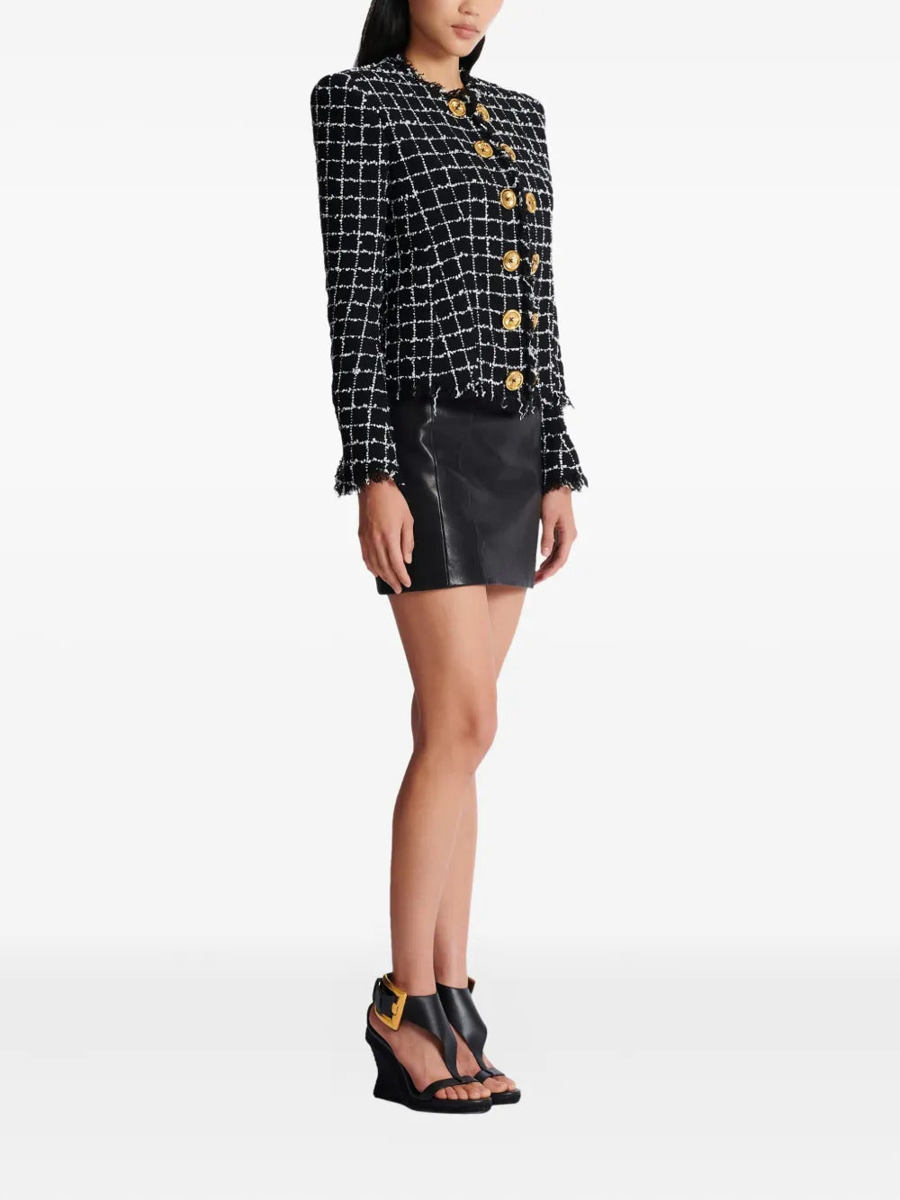 Balmain  frayed button tweed jacket