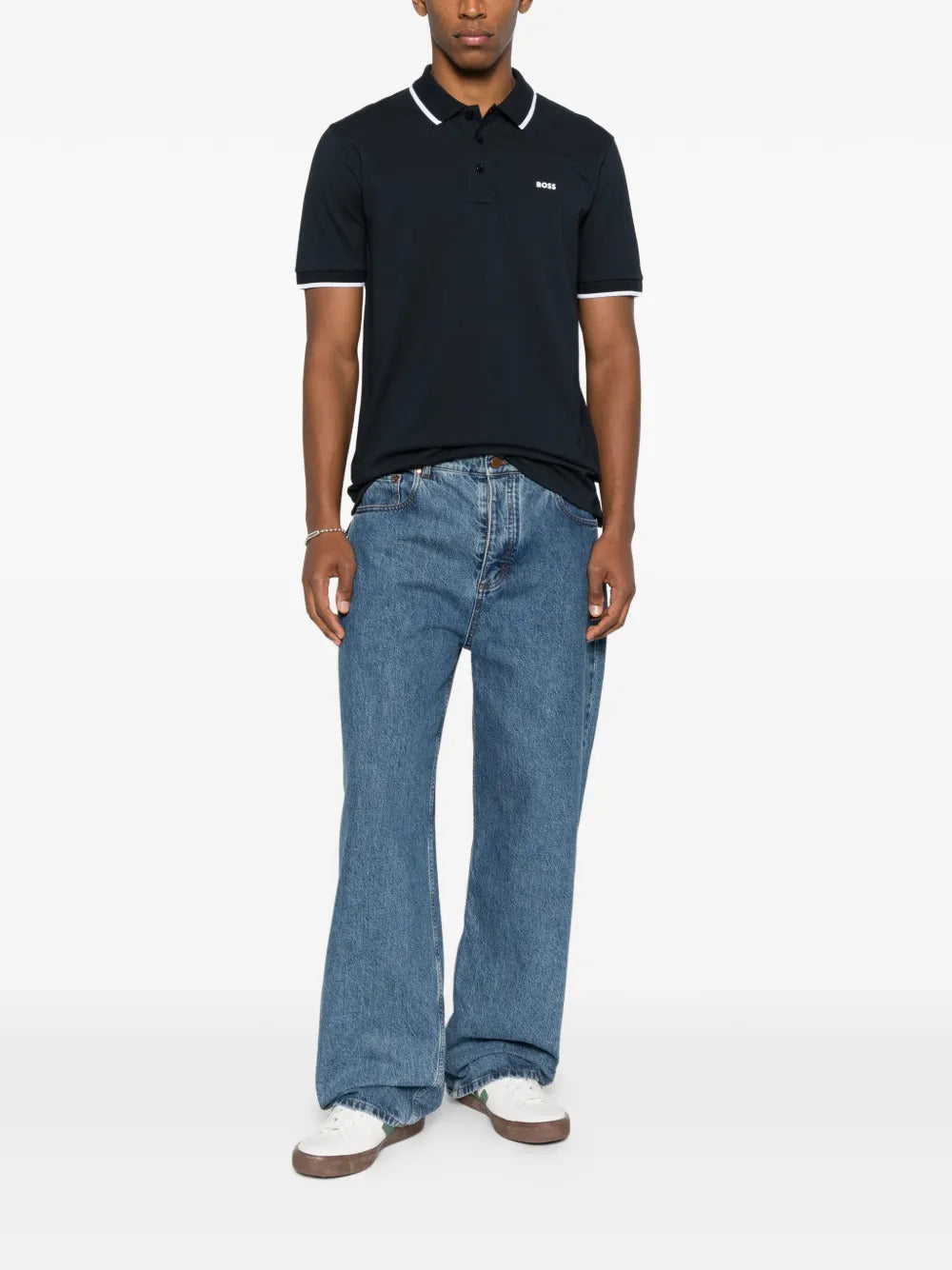 BOSS button trim polo shirt