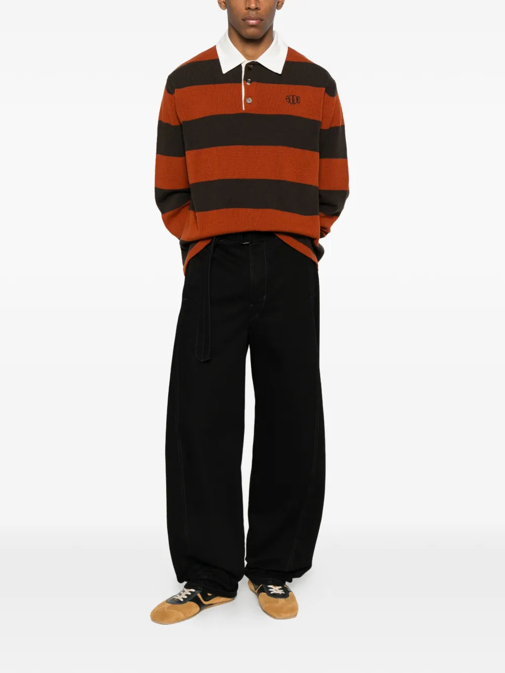 BODE striped-collared polo shirt
