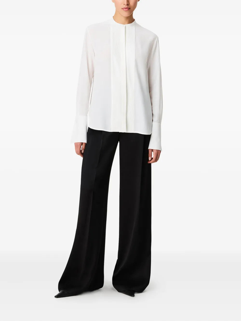 Another Tomorrow  pleated tuxedo shirt