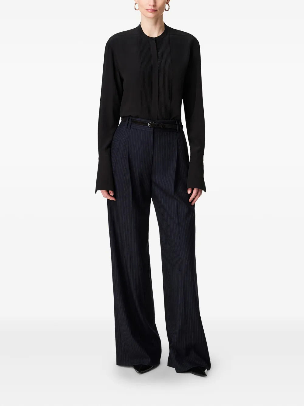 Another Tomorrow  pleated tuxedo shirt