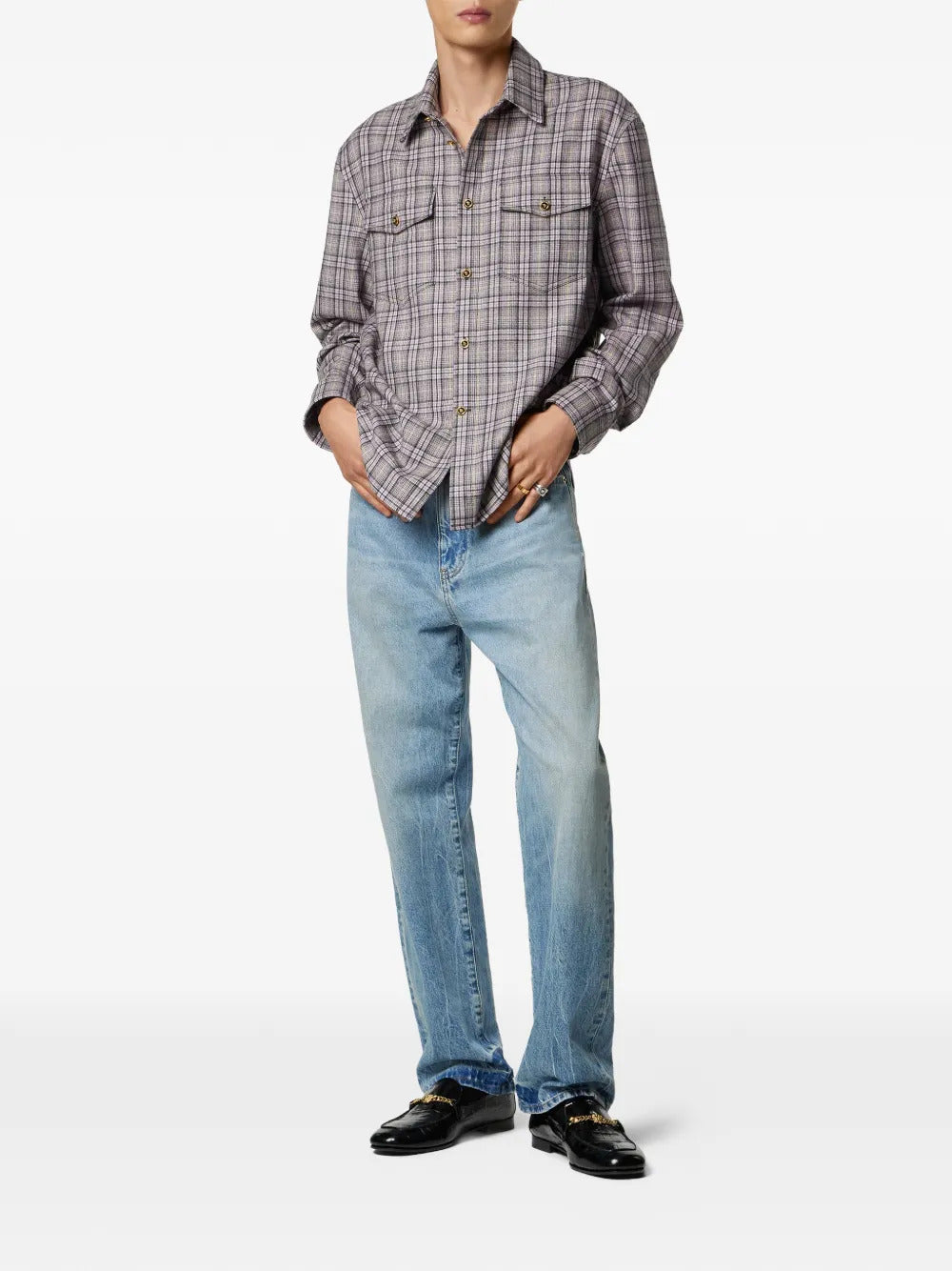 Versace  checked long-sleeve shirt