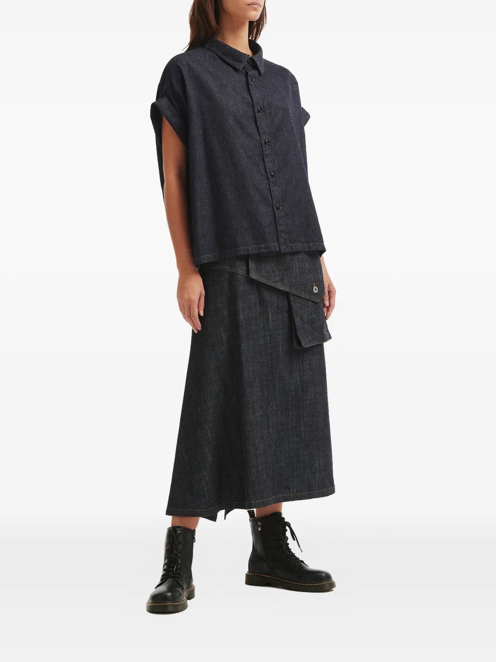 Y's cuffed-sleeve denim shirt