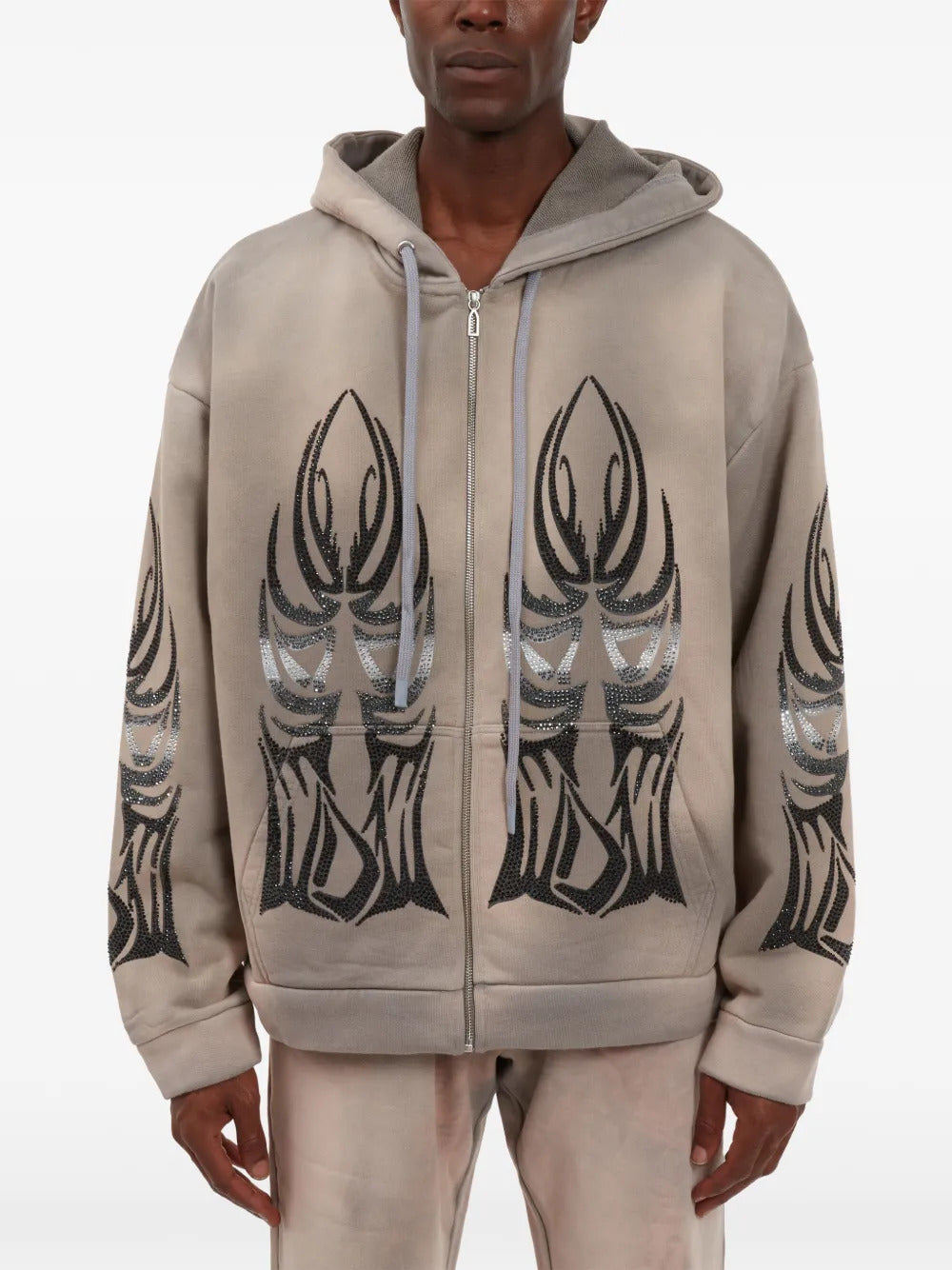 Who Decides War  embellished zip-up hoodie