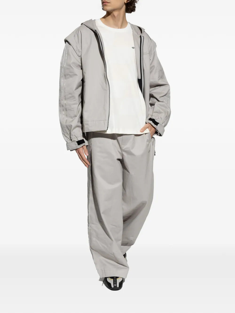 adidas  x Mercedes frayed stripe trousers