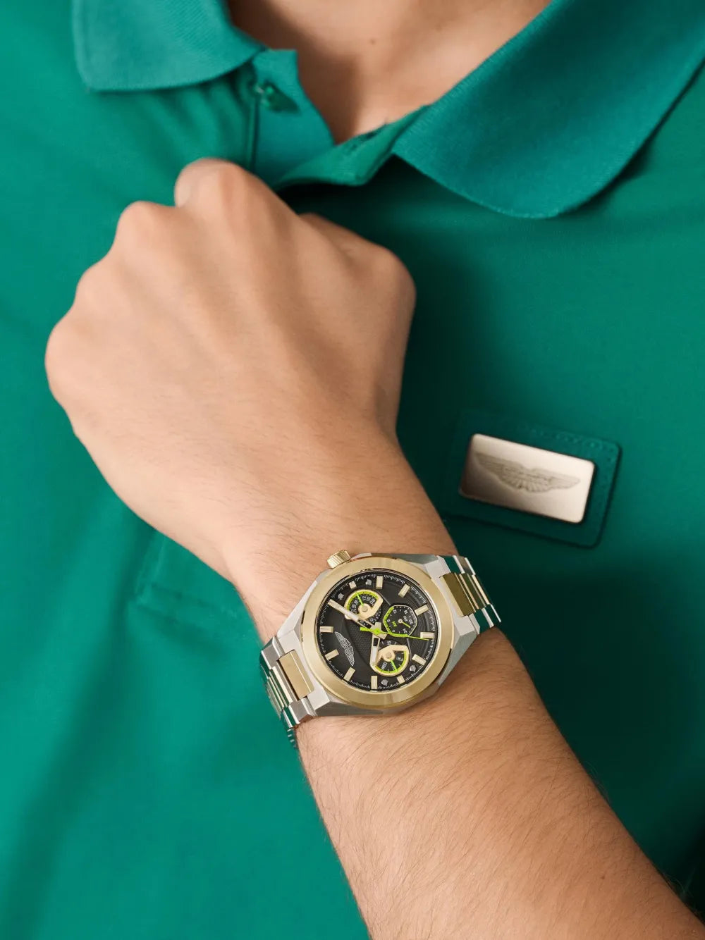 Aston Martin Watches  Two Tone Black Dial 42mm Watch