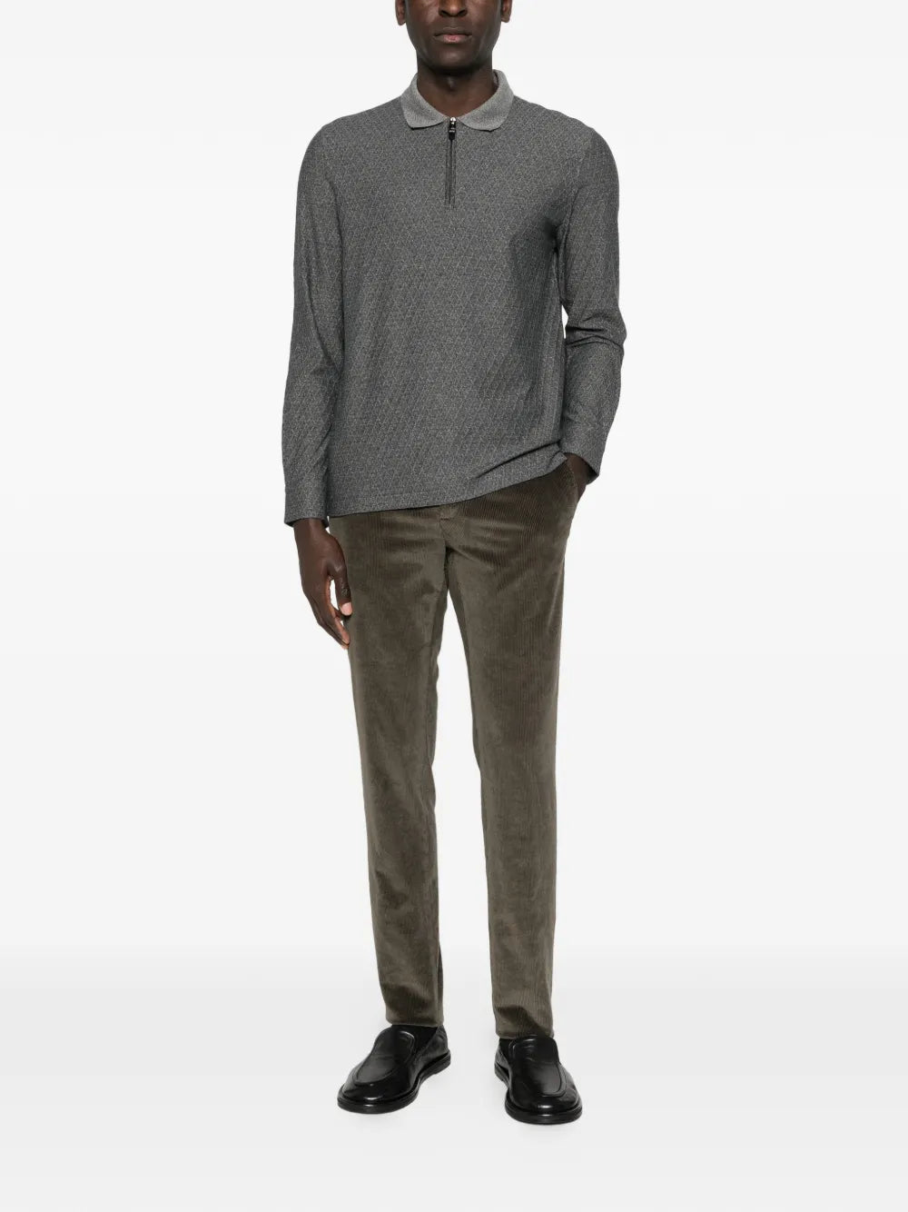 Canali zip-fastening patterned polo shirt