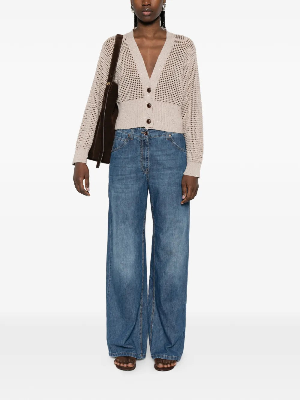 Brunello Cucinelli  embellished-detail wide-leg jeans