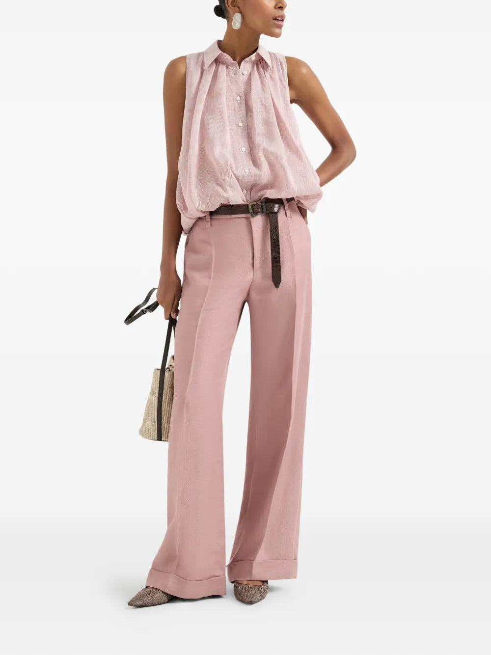 Brunello Cucinelli  striped-print buttoned sleeveless shirt