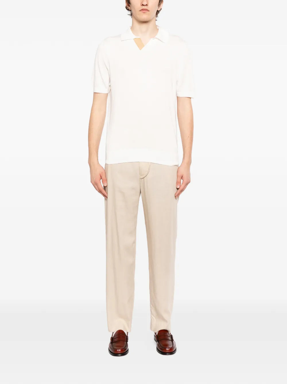 Canali short-sleeve open collar polo shirt