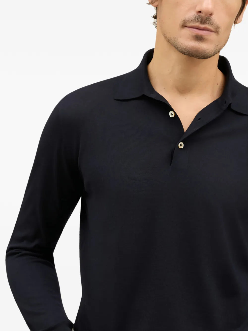 Boglioli  ribbed long-sleeve polo shirt