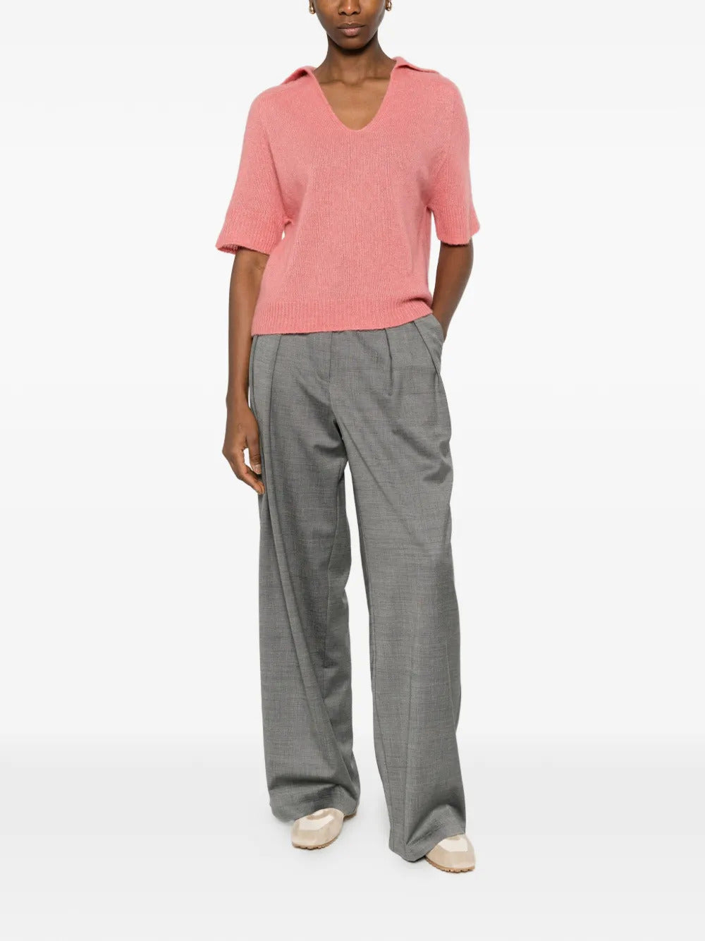 BOMPARD  V-neck short-sleeve polo top