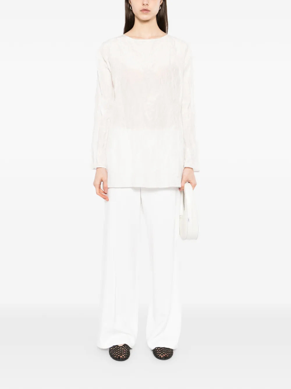 YEAREAST crease-effect long-sleeve top