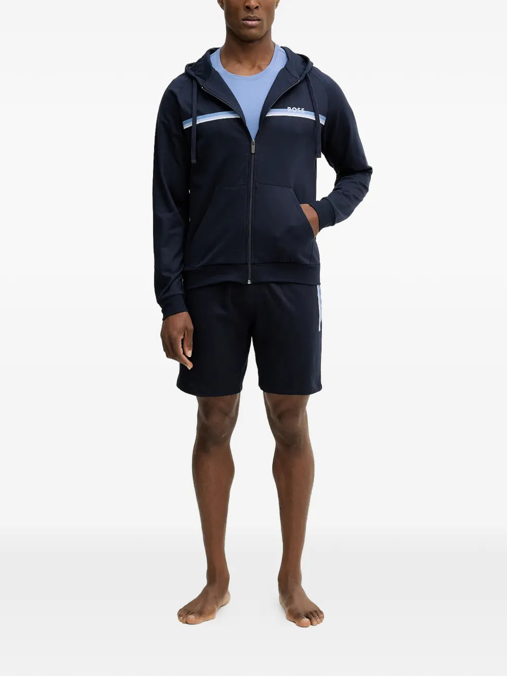 BOSS  striped zip-up hoodie