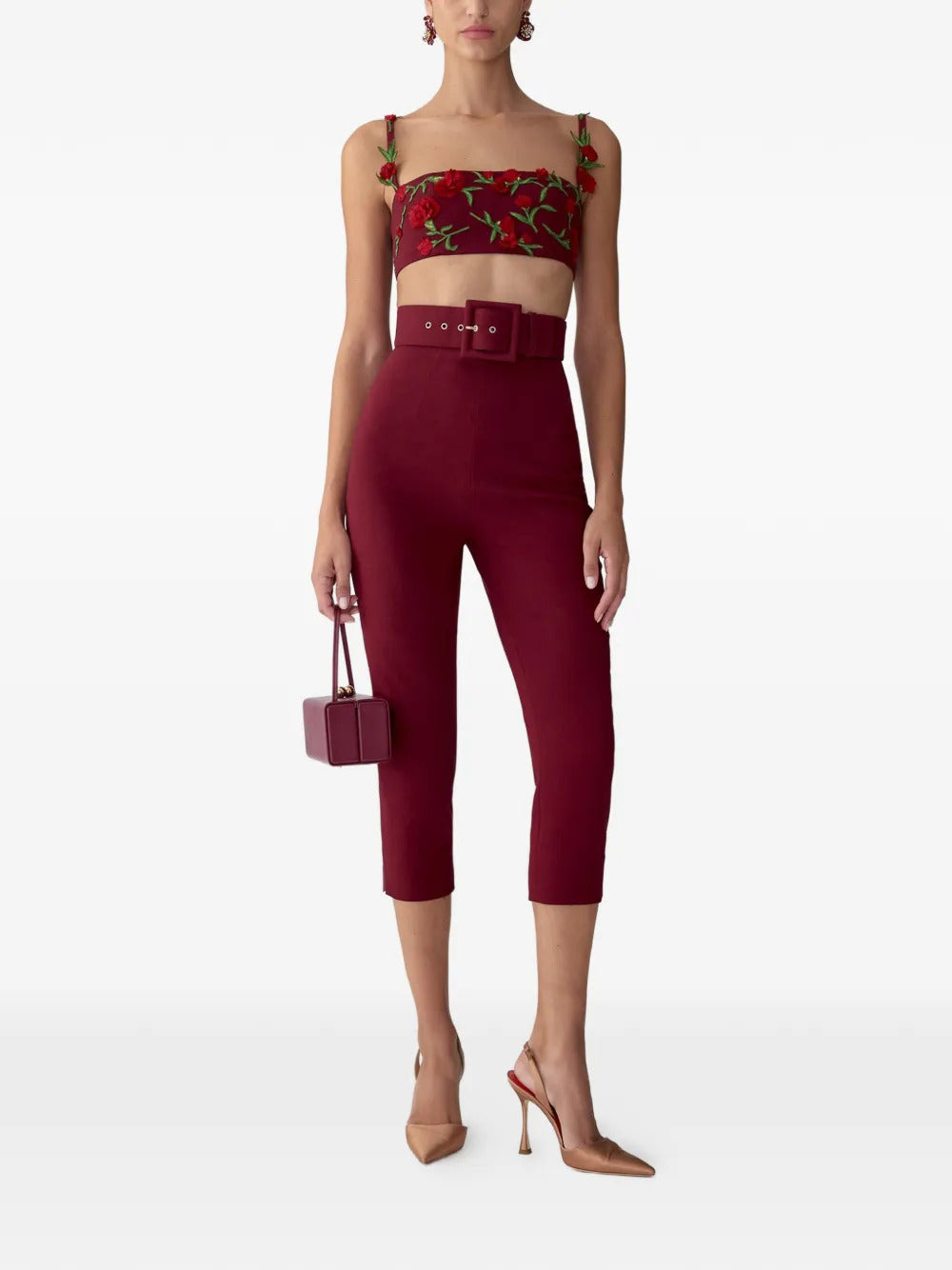 Carolina Herrera floral-embroidered bandeau top
