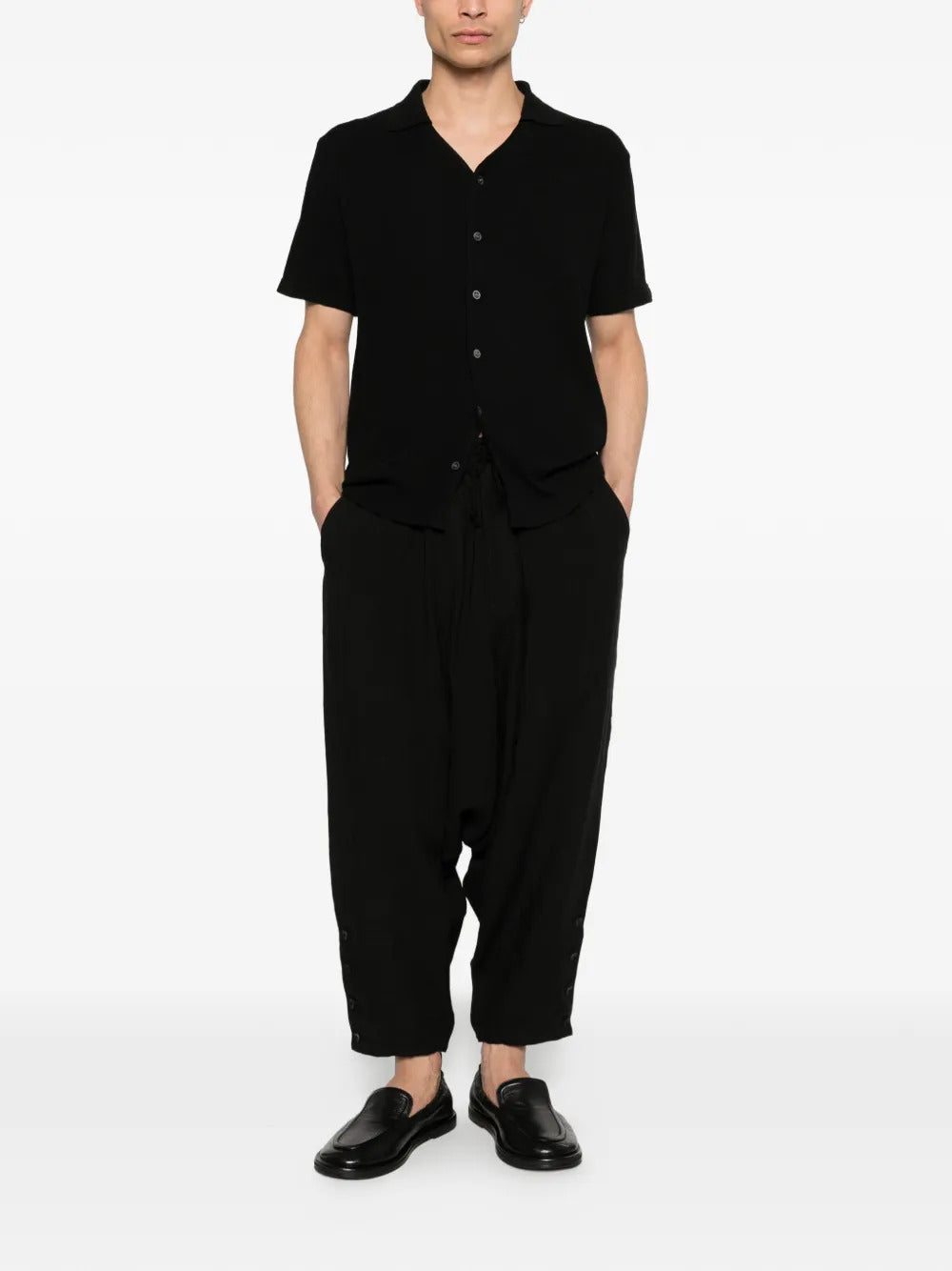 Yohji Yamamoto  button-up short-sleeve shirt