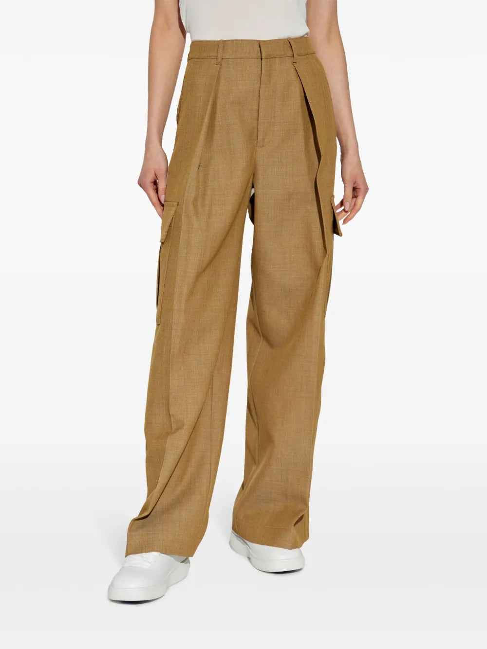 Burberry  pleat-detail wool cargo trousers