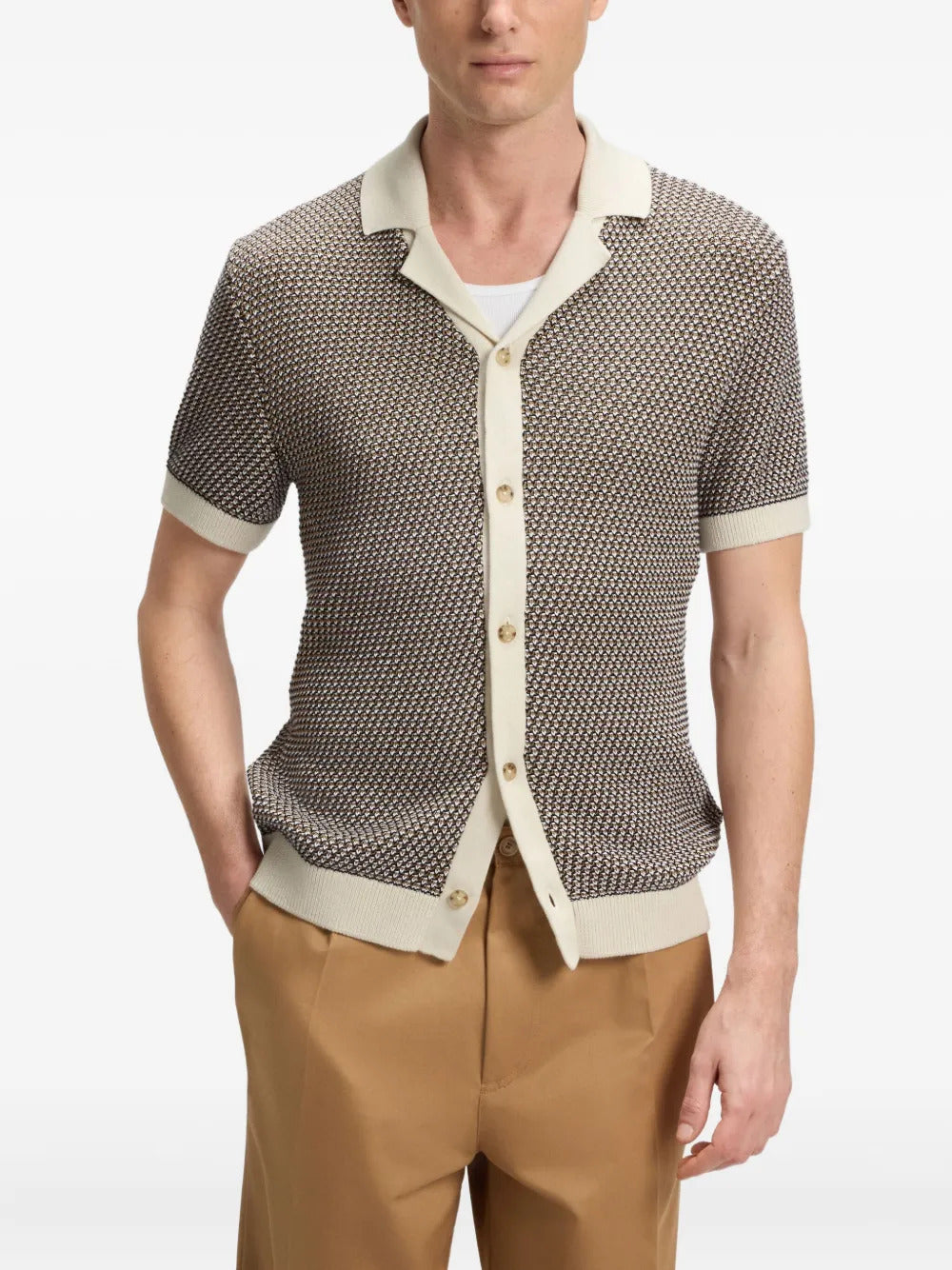 BOSS  Houndstooth knitted shirt