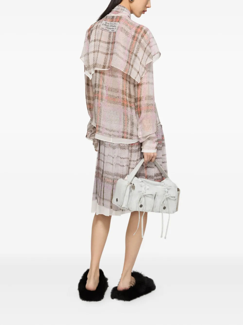 Acne Studios pleated plaid mini skirt