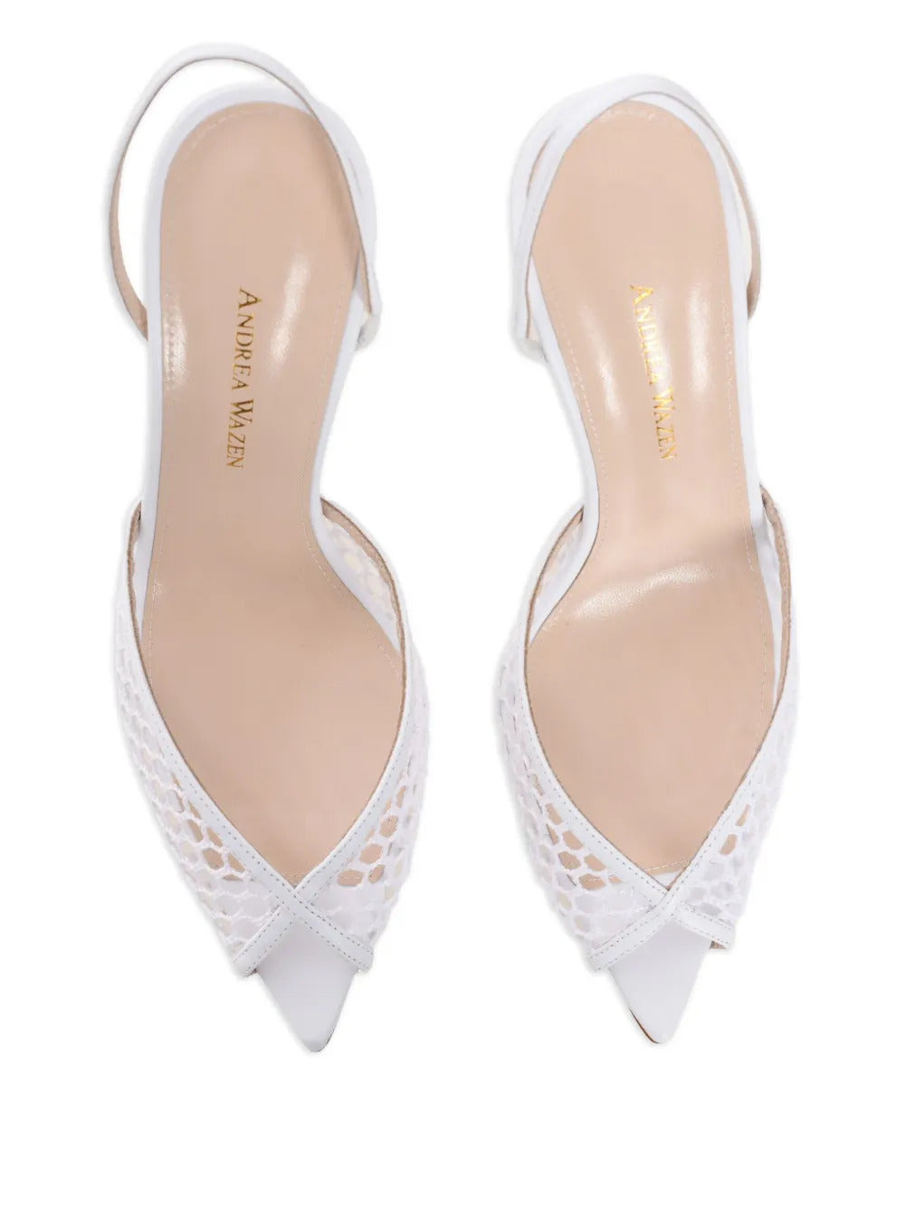 Andrea Wazen  85mm Katy net sling pumps