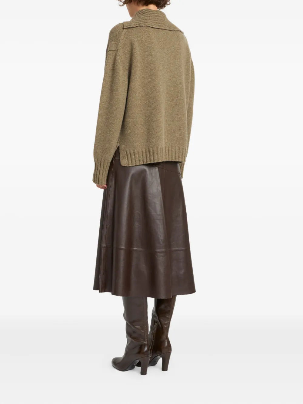 Yves Salomon flared leather midi skirt