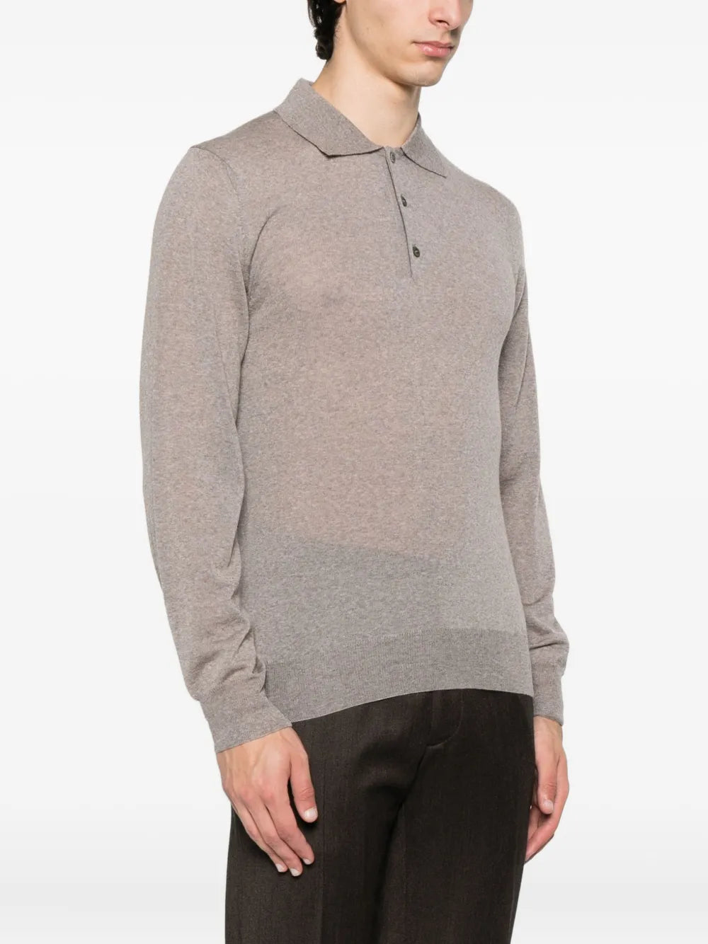Canali  knited long-sleeved polo shirt