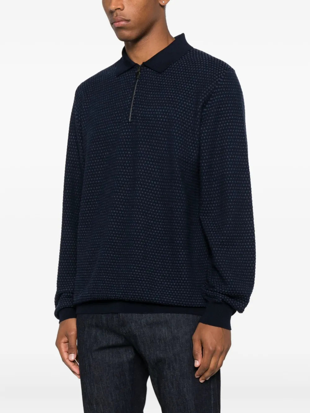 Canali zip-neck polo shirt