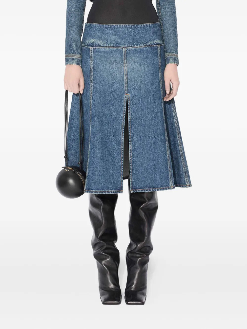 Alaïa panelled denim midi skirt