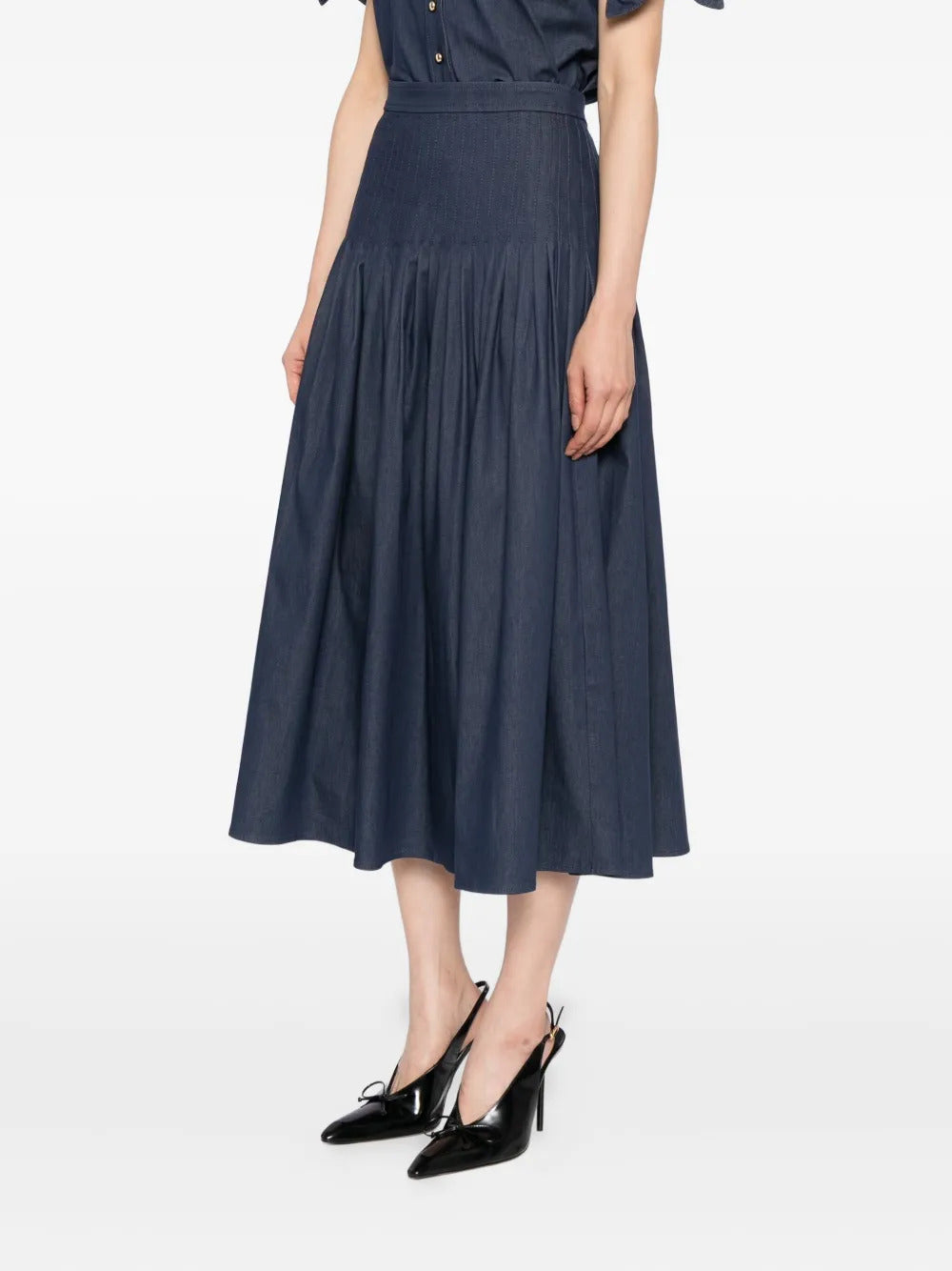 Carolina Herrera pleated denim skirt