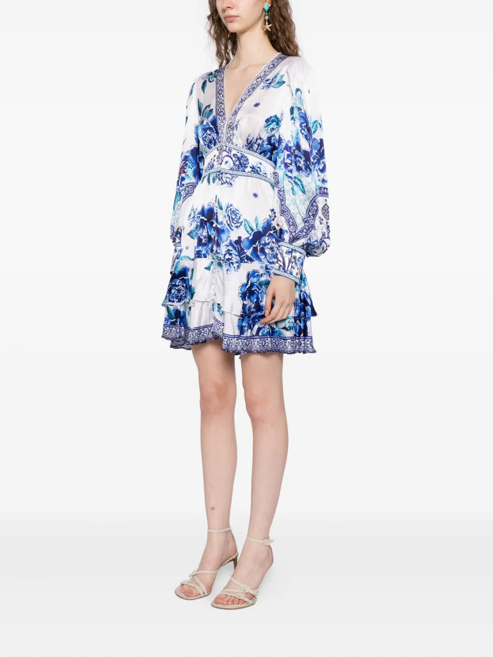 Camilla button front frill dress