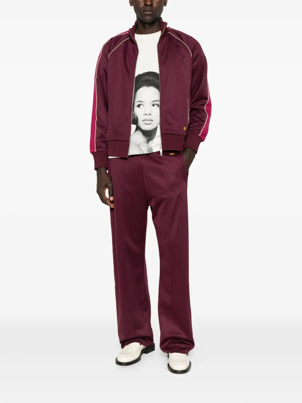 Wales Bonner  striped-panel zip-up track sweatshirt