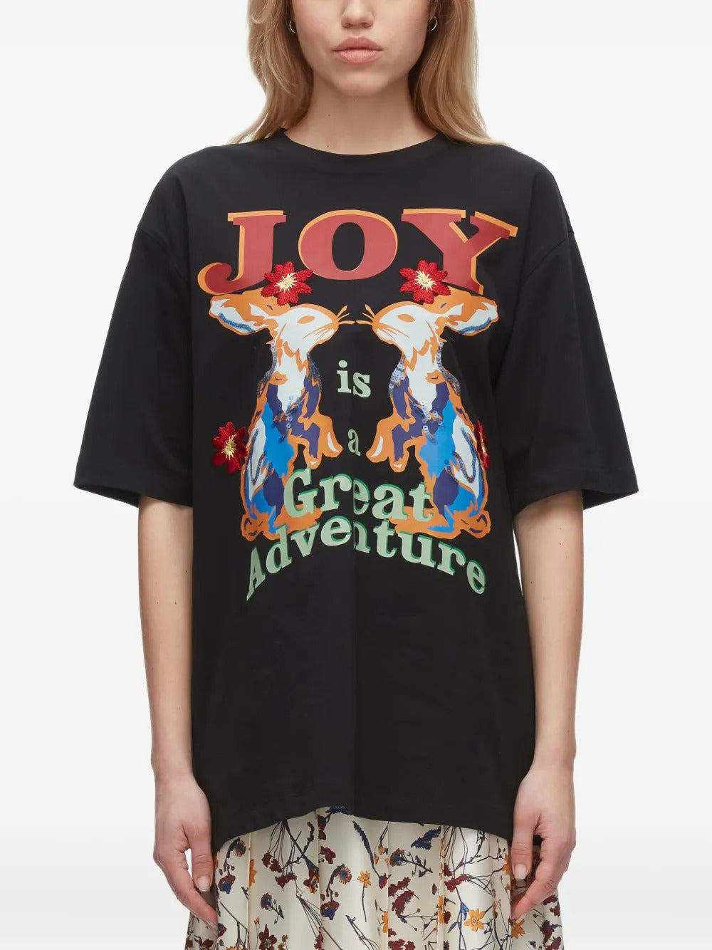 3.1 Phillip Lim  graphic-print floral-embroidery T-shirt
