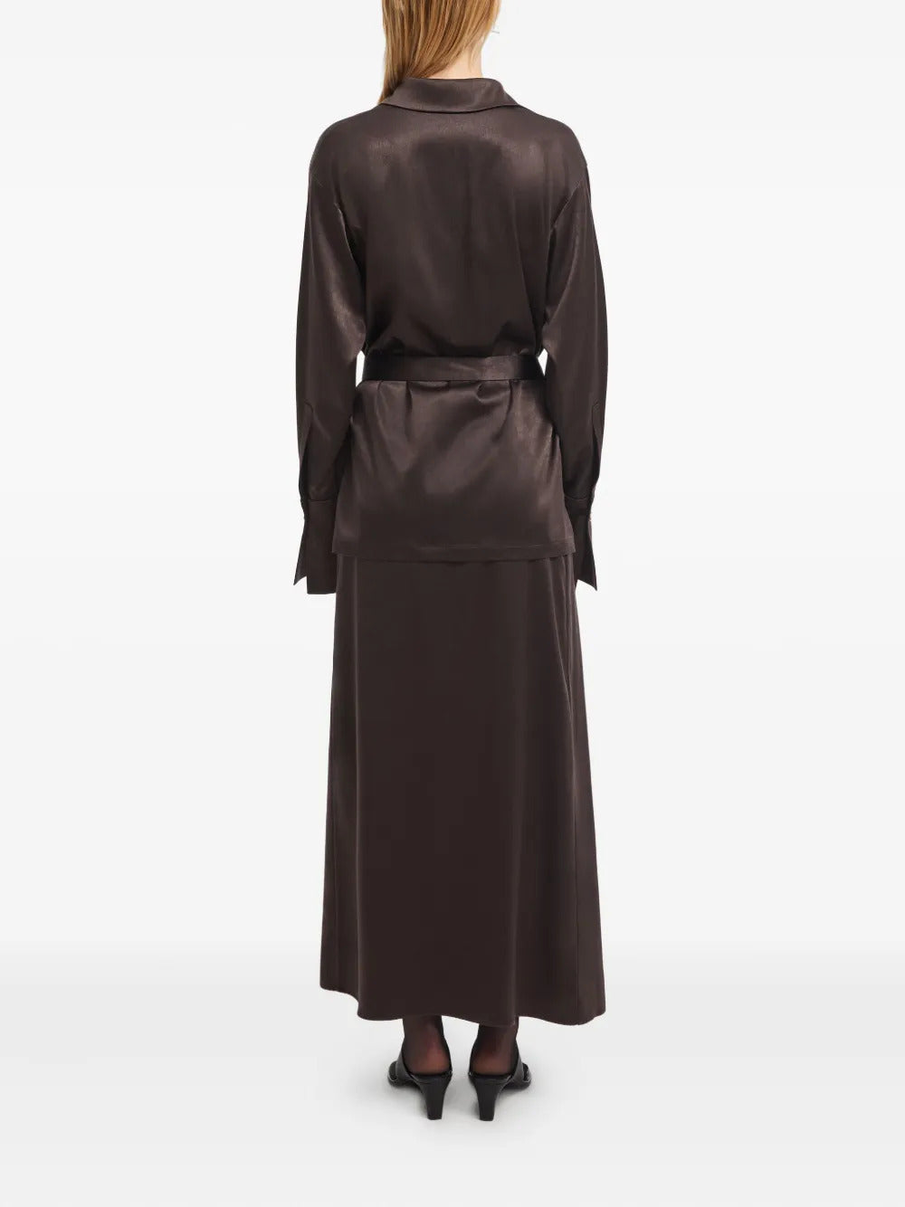 AERON  wrap-front satin shirt