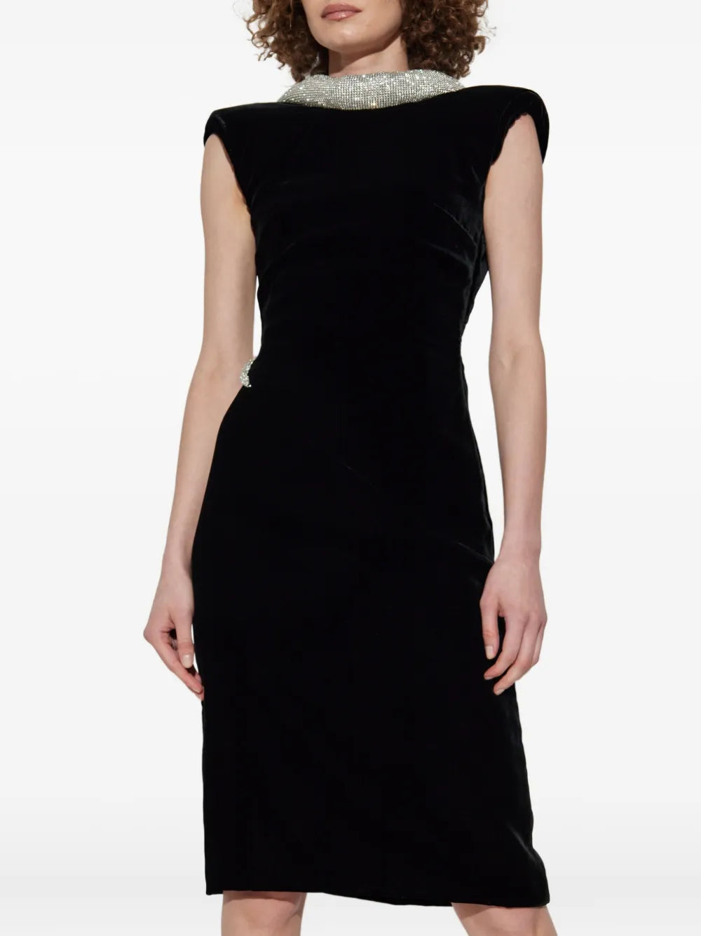 Versace crystal-embellished velvet dress