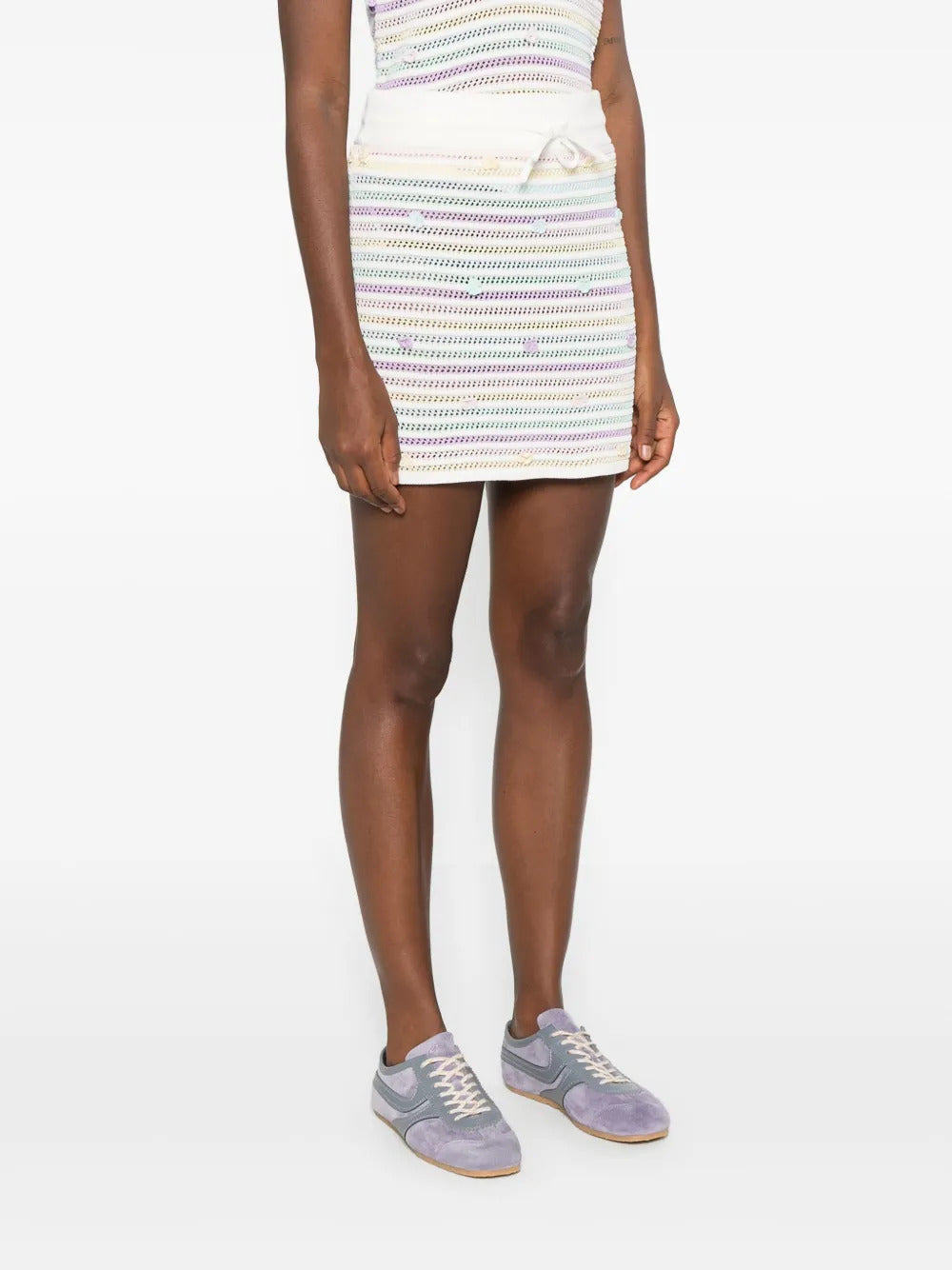 Casablanca  striped floral-embellished skirt