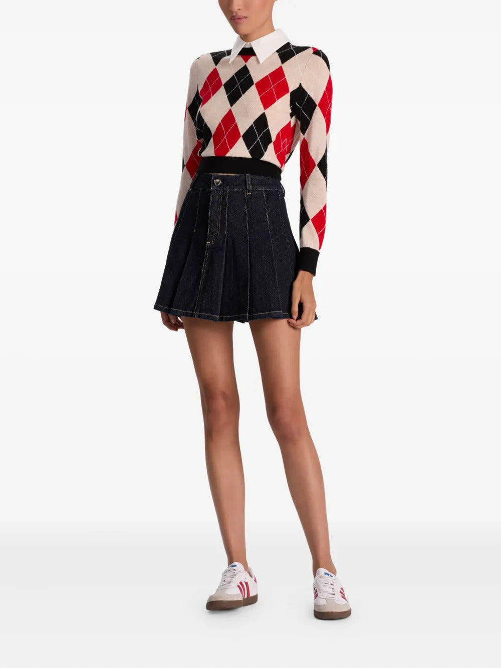 alice + olivia Suzie pleated denim mini skirt