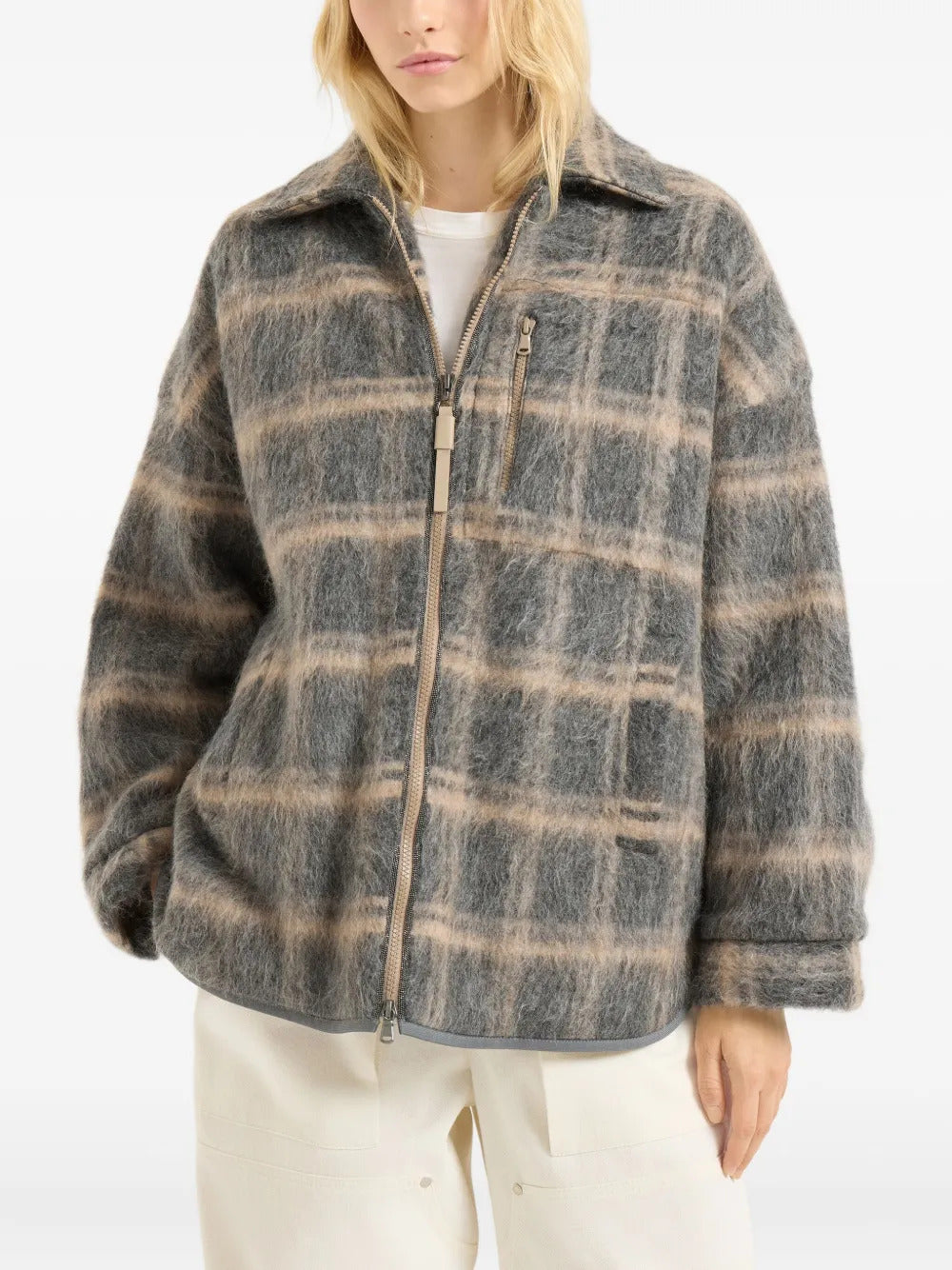 Brunello Cucinelli  check knit jacket