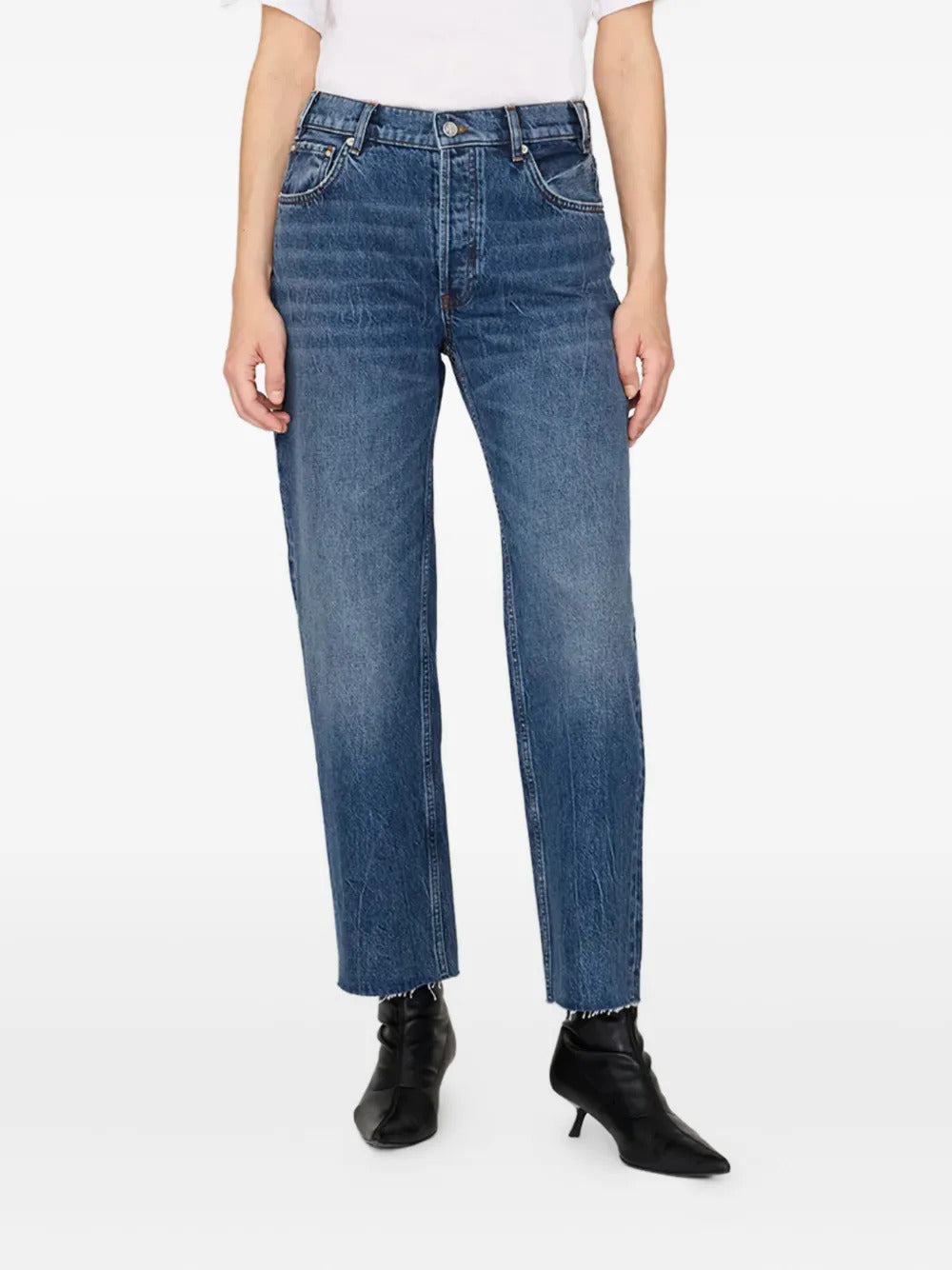 ANINE BING  Gavin button frayed jeans