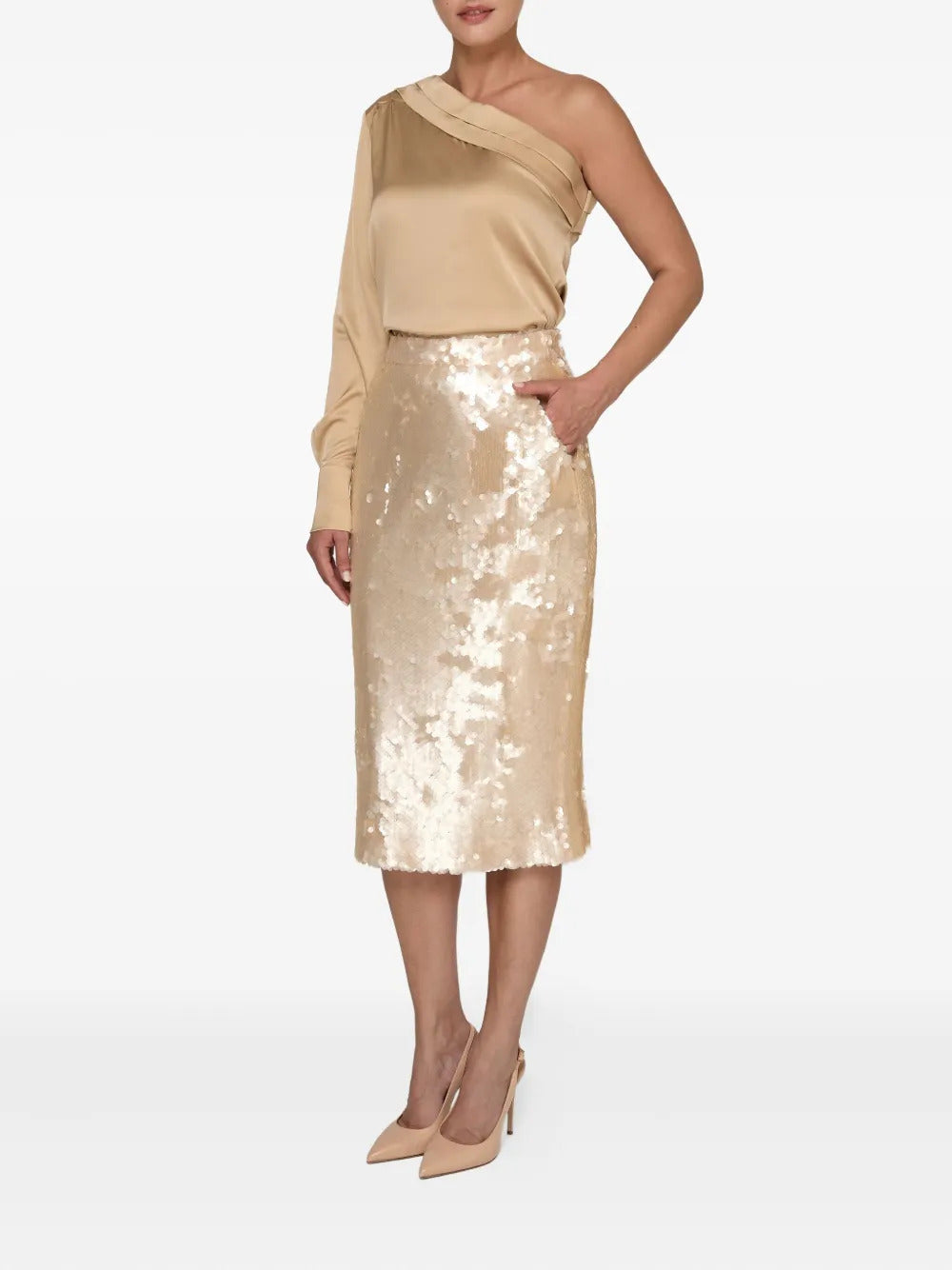AMALIN  Belle sequin-embellished pencil skirt