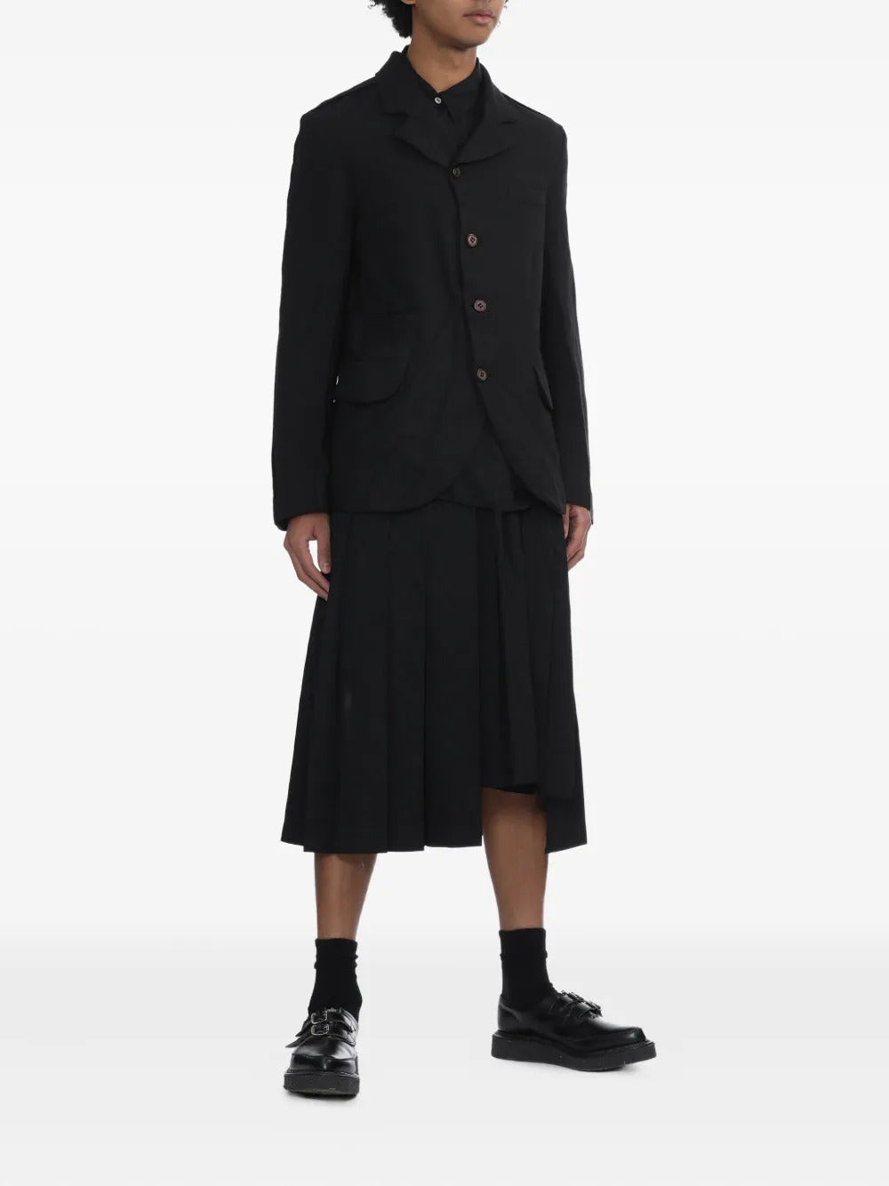 Black Comme Des Garçons  pleated midi skirt