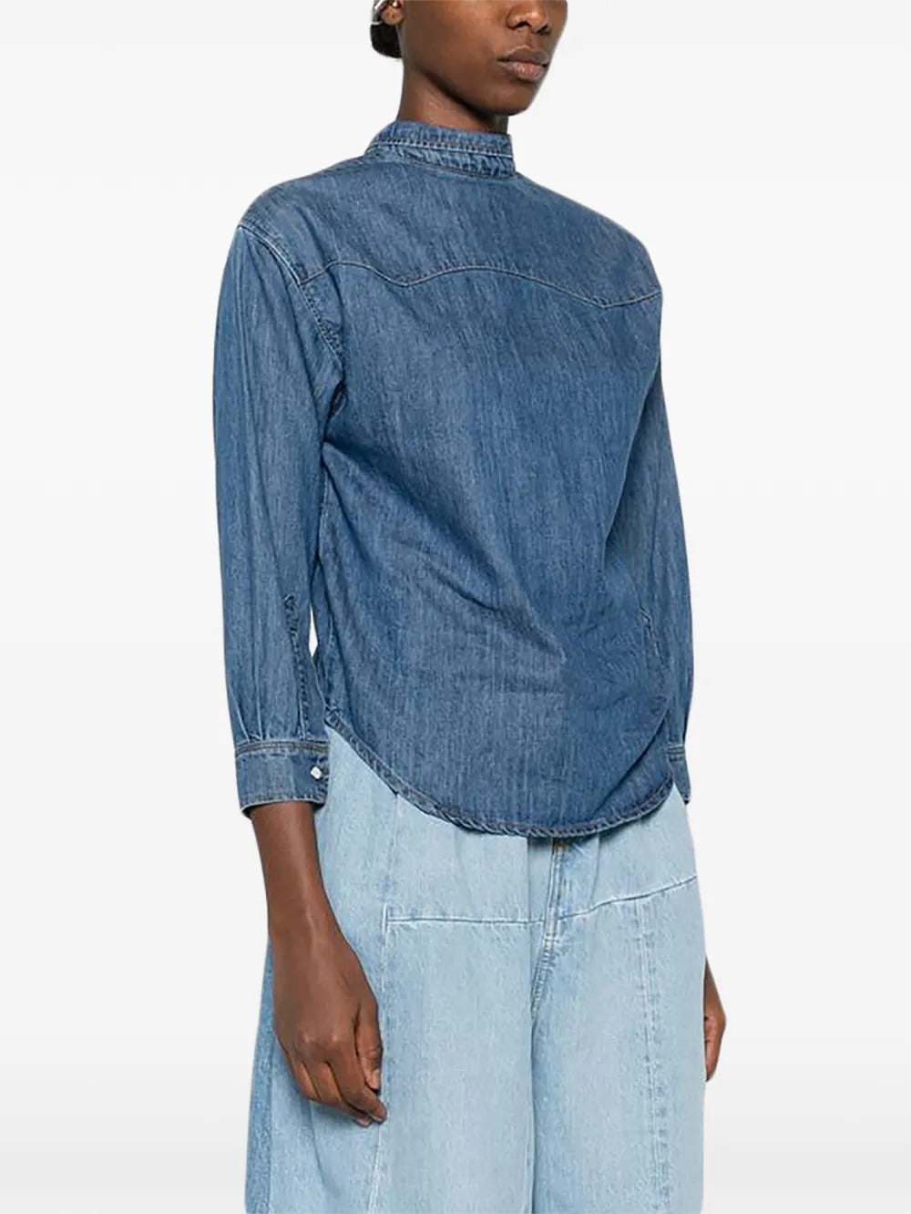 A.W.A.K.E. Mode button denim shirt